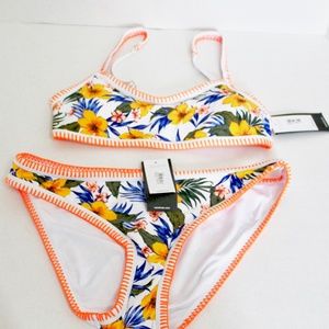 NWT New Look Tropical Neon Bikini Set Sz 4